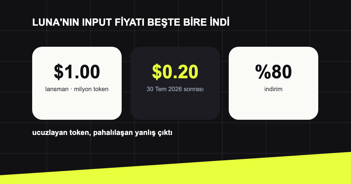 Milyon token başına input fiyatının beşte bire inmesi.