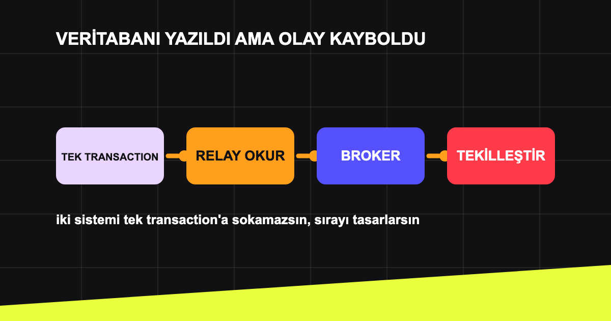 İş verisi ve olay kaydının aynı transaction'da yazılması.